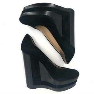 RACHEL ZOE Sz 10 Black Suede Eva Stacked Platform